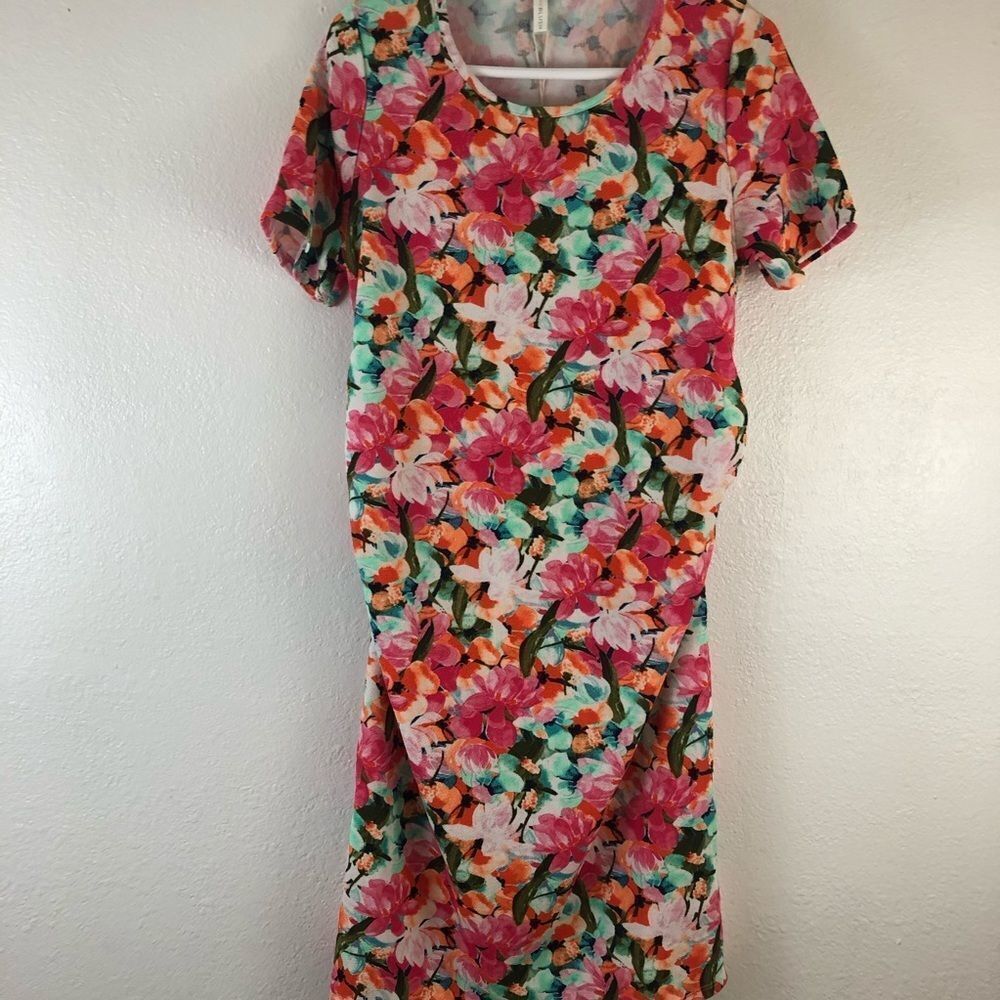 Pinkblush fitted floral  short sleeve dress XL